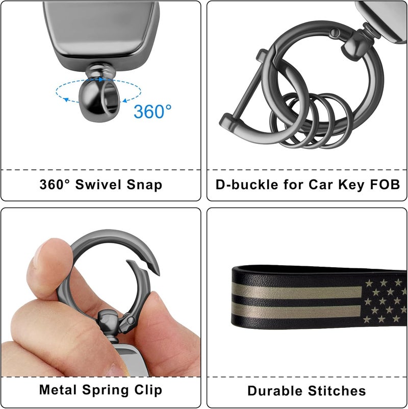 OHKYOOT Store Leather Car Keychain,Carabiner Clip Key Fob Keychain for Home Car Keys Women Men - Image 2